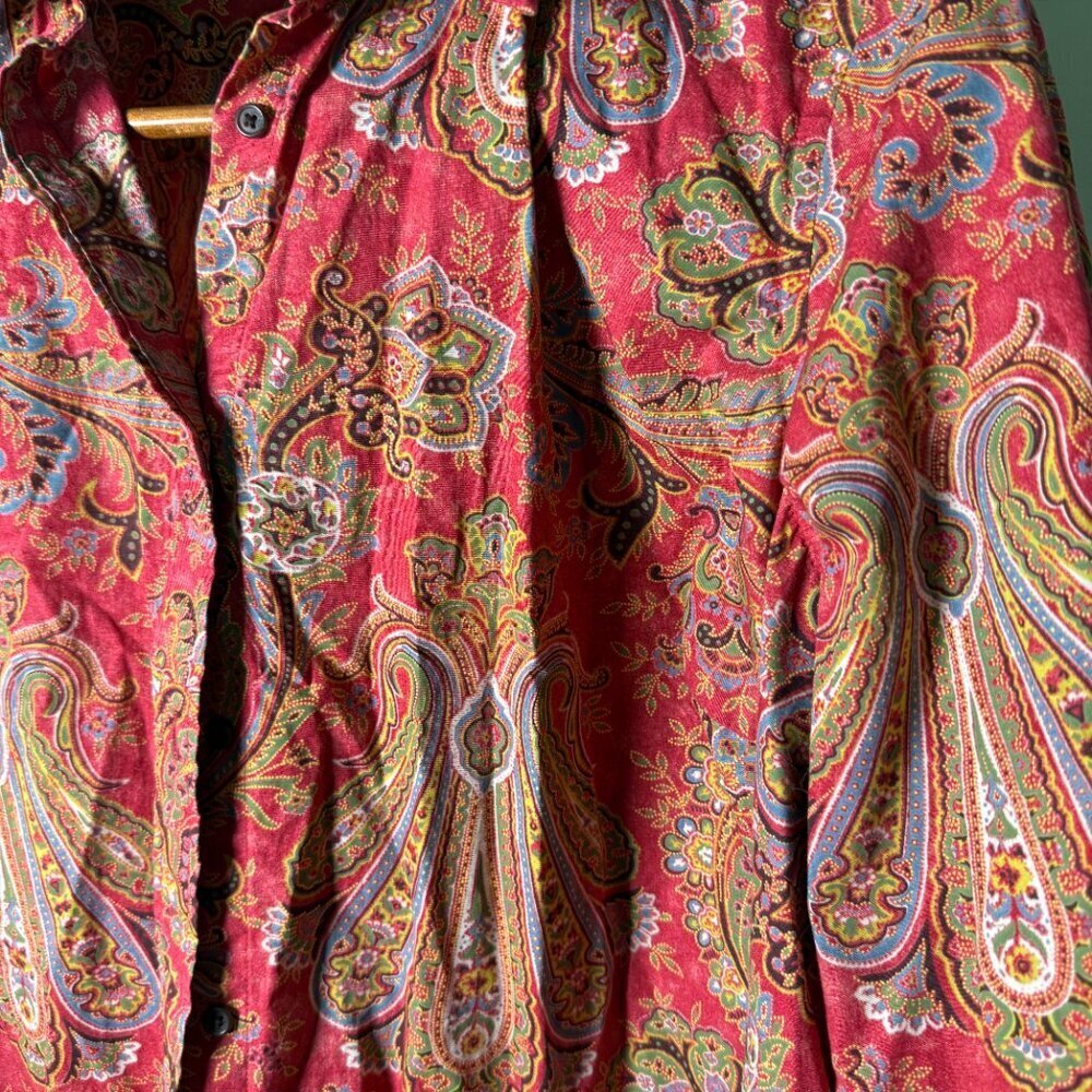 CHAPS Women's Paisley 3/4 Sleeve Button Down Collared Blouse Shirt 1x - Picture 5 of 9